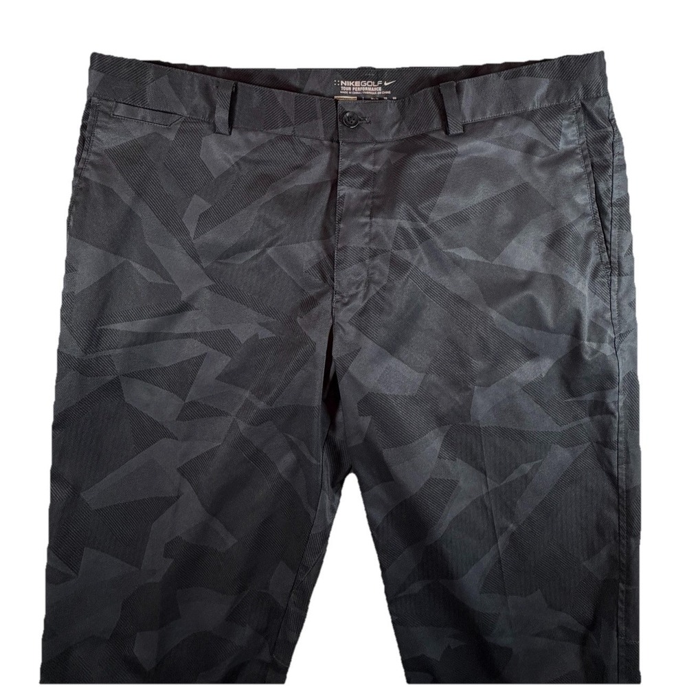 Nike Golf Pants Mens 38x32 Gray Camo Stretch Khakis Sport Flat Front Performance - Picture 2 of 5